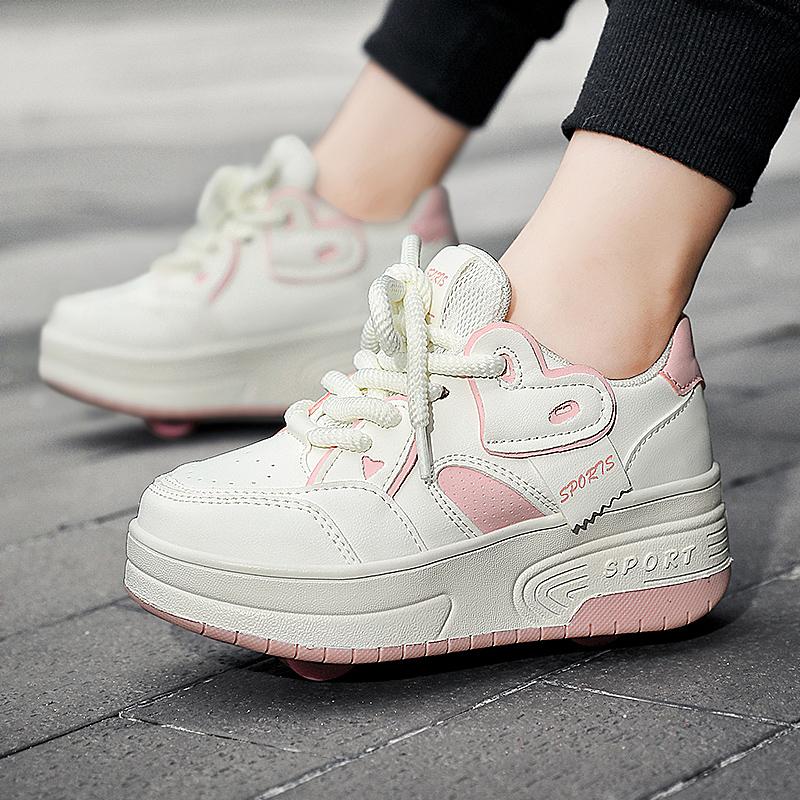 Детские кроссовки на колесах Четырехколесные спортивные ботинки Колесные ролики Съемные Студенческие роликовые кроссовки Обувь