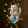 Юшэн Кот Рождественское украшение Милый котенок Рождественский шар Украшение 2D Плоский Автомобиль Зеркало заднего вида Подвеска-шарм для любителей кошек