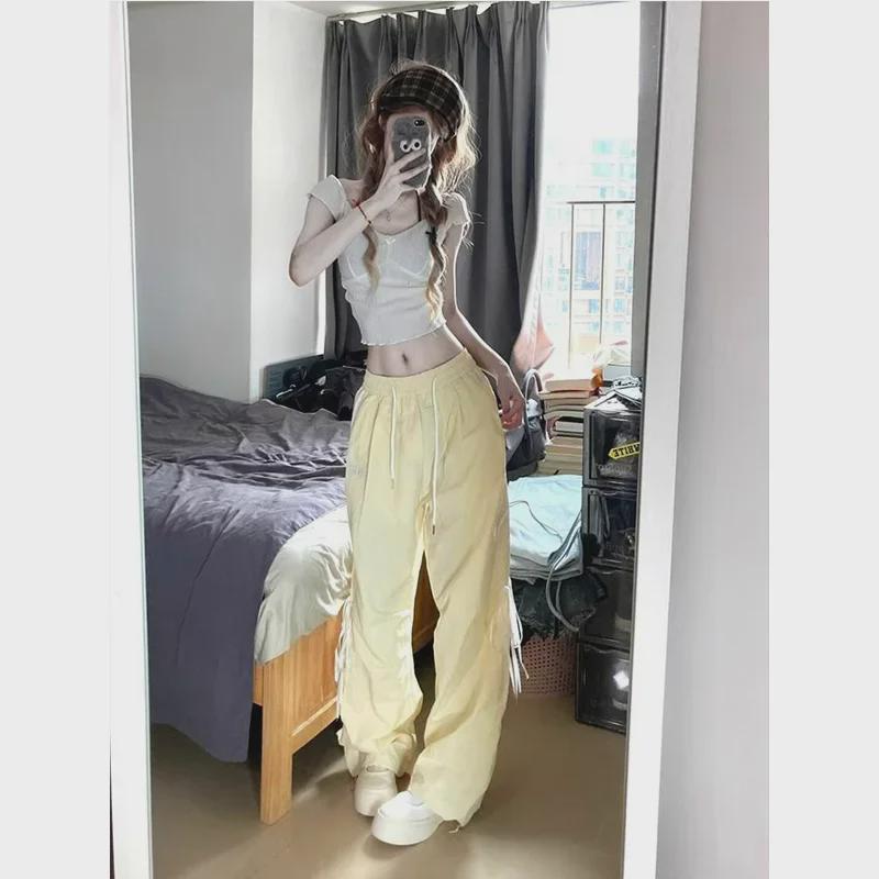 Повседневные брюки-банты American Design - спортивные брюки широкого кроя на весну/осень, тонкий фасон