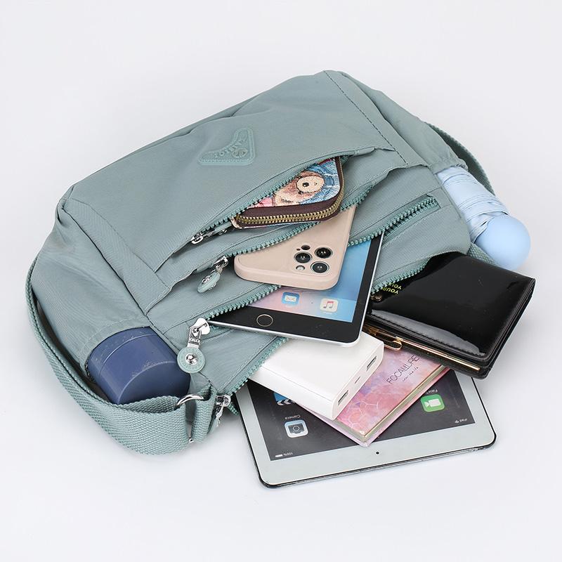 Женская сумка через плечо, нейлоновая сумка, многослойный карман, большая вместимость, сумка через плечо