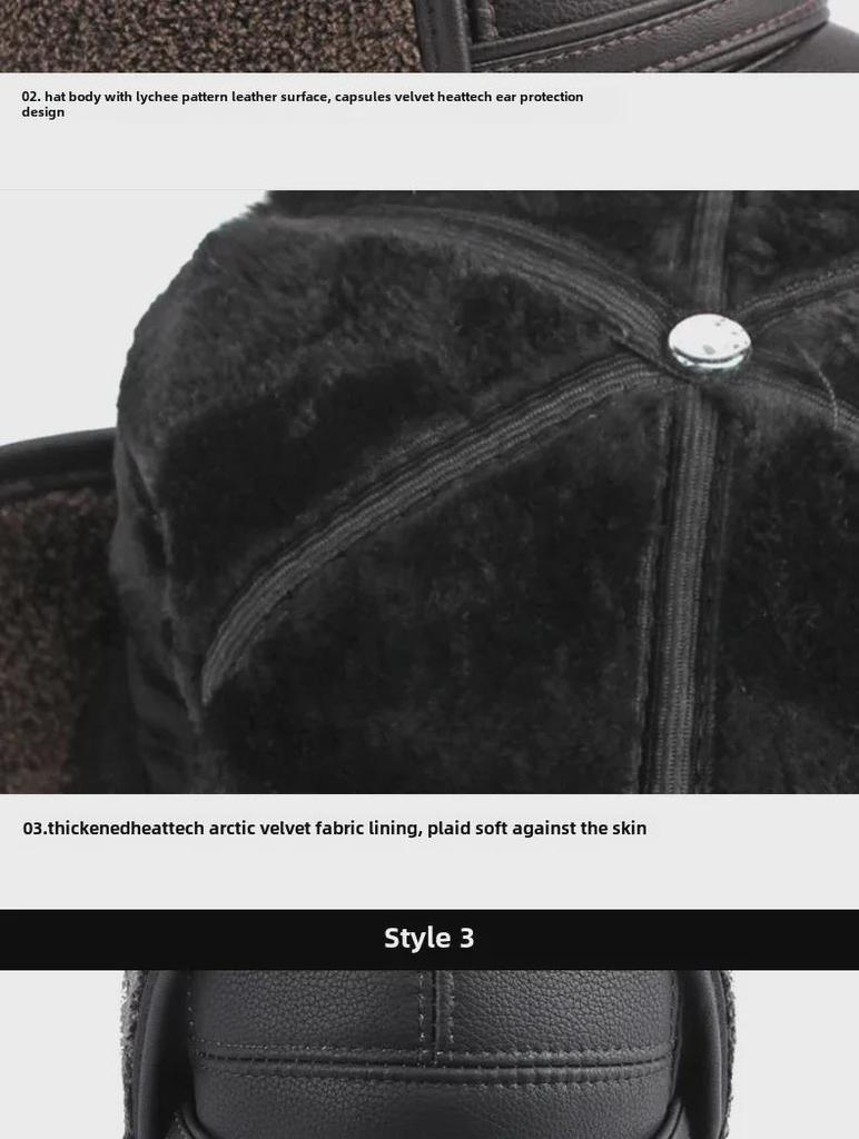 Мужская бейсболка из искусственной кожи — зимняя защита ушей, плотная, теплая, ветрозащитная, с бархатом, для людей среднего и пожилого возраста.