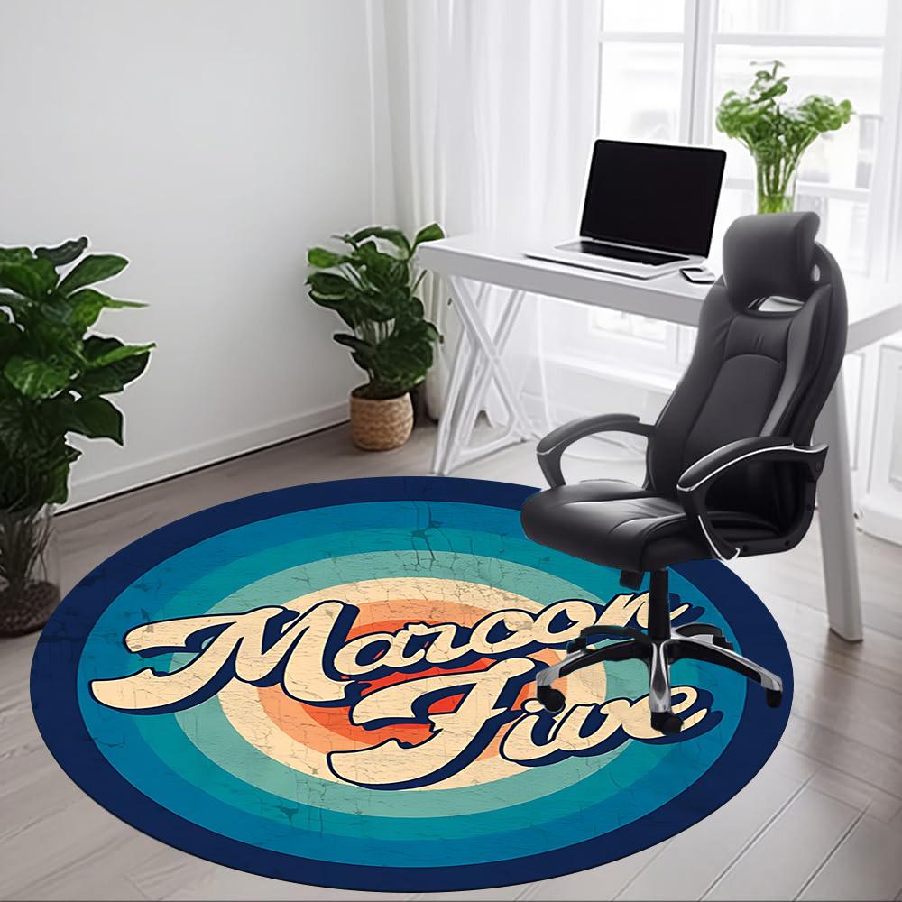 1PC Maroon Five Band Logo Office Round Rug - Perfect for Office or Study Decor, Non-Slip Backing, Decorative Floor Mat yy250916035