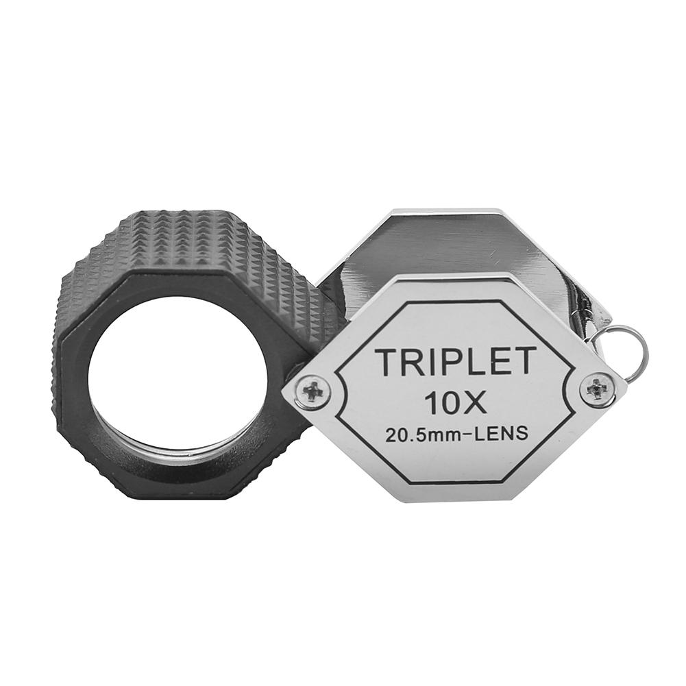 10X Jewelery Loupe Hexagonal Metal Portable Foldable Pocket Magnifier 20.5mm Len