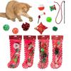 1 Set Christmas Cat Toys Cats Rattle Ball Plush Mice Cat Teaser Wand Kittens Stress Relief Interacting Toys for Indoor Cats Daily Play Training