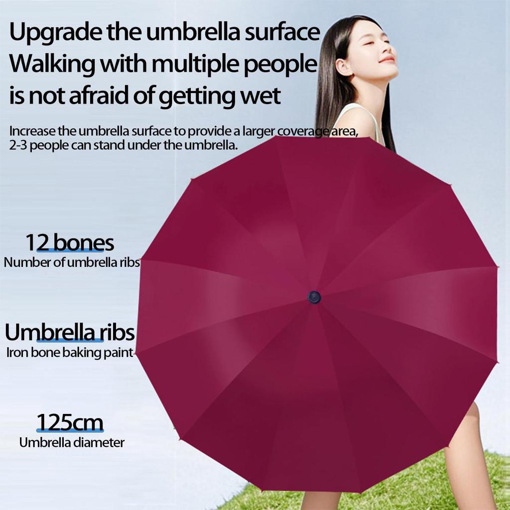 Twelve-Bone Oversized Women's Umbrella: Black UV Protection for Sun & Rain