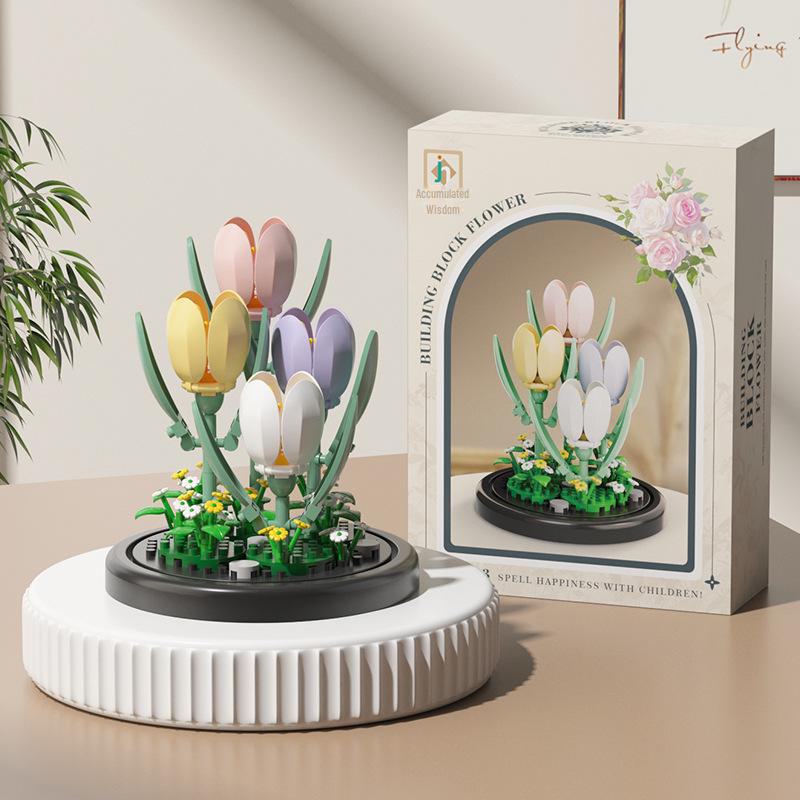 Valentine's Day Eternal Rose Bouquet: Compatible with Lego China Building Blocks, Flower Plant Potted Children's Toy