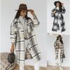 "Autumn/Winter Women's Plaid Print Long-Sleeve Woolen Coat"