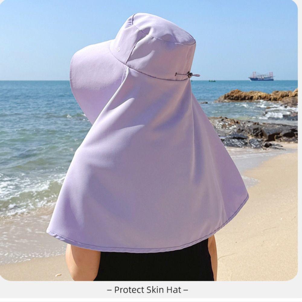 Fisherman Hat Wide-Brimmed Shawl Fisherman Hat Sunscreen Adjustable Sunshade Sun Hat Lightweight Soft Picking Tea Hat Travel