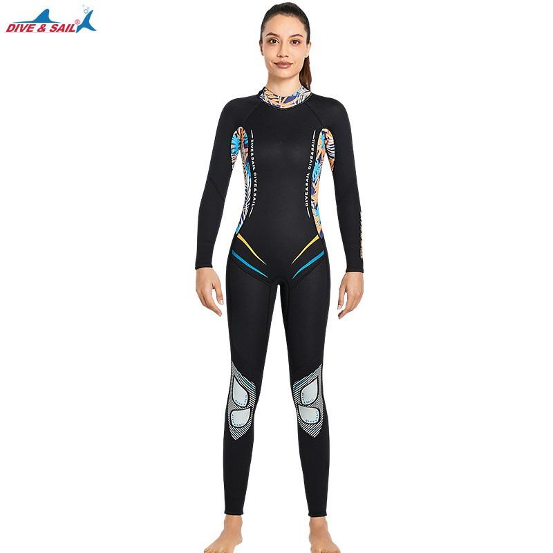 Womens 3mm Full Body Wetsuit Long Sleeve Thermal Dive Suit Freediving Surfing Swimming Fall Winter