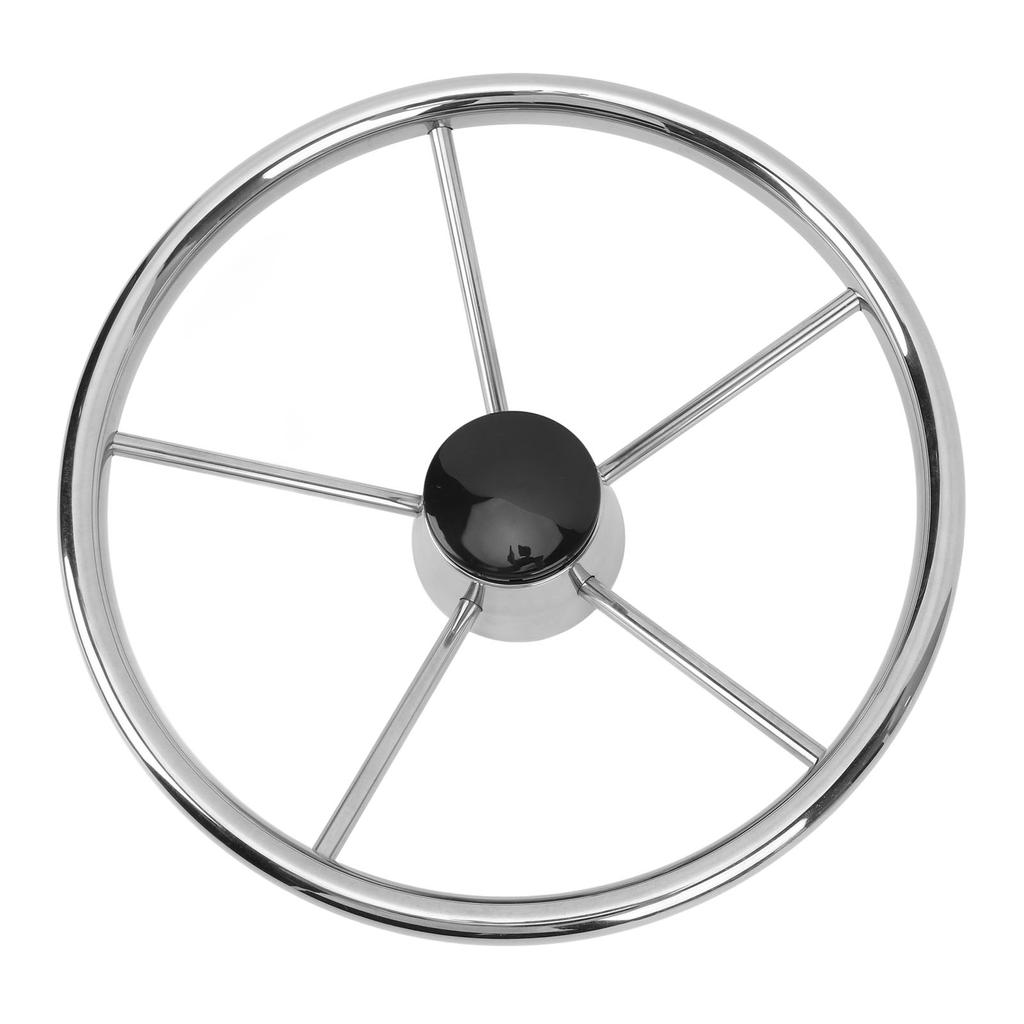 13 1 2 Inch Marine Steering Wheel 5 Spoke 25 Degree Stainless Steel Boat Steering Wheel with Center Cap and Grip for