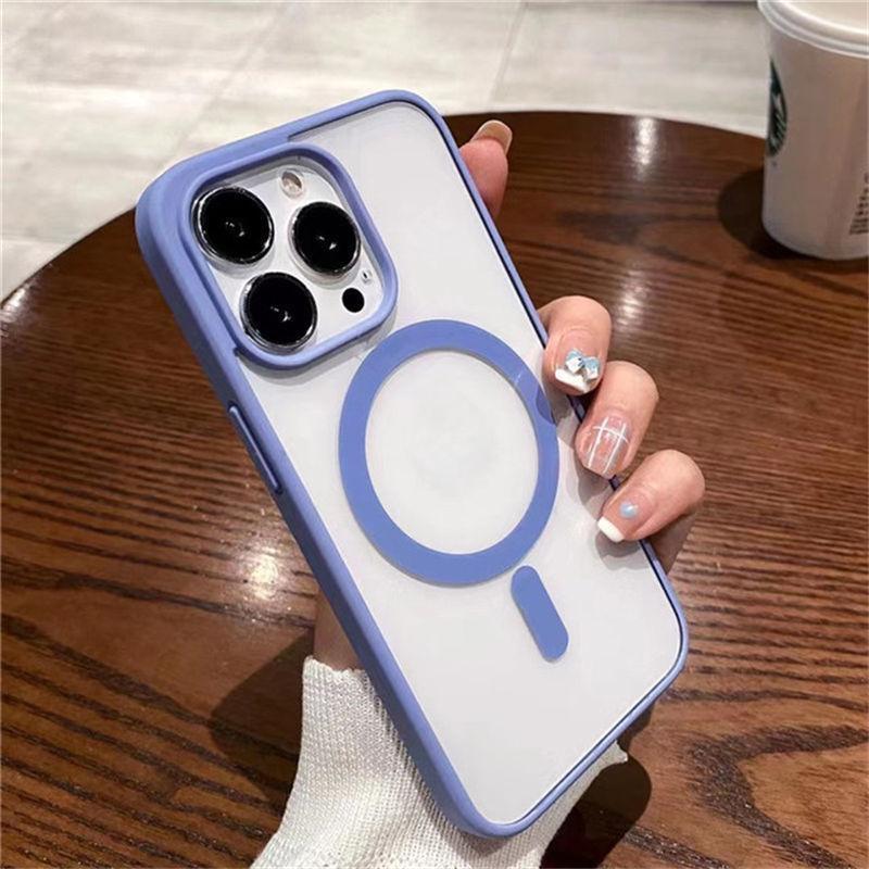 Прозрачный магнитный чехол для беспроводной зарядки Magsafe для iPhone 15 14 13 11 12 Pro Max X XR XS, силиконовый бампер, прозрачный жесткий чехол для ПК