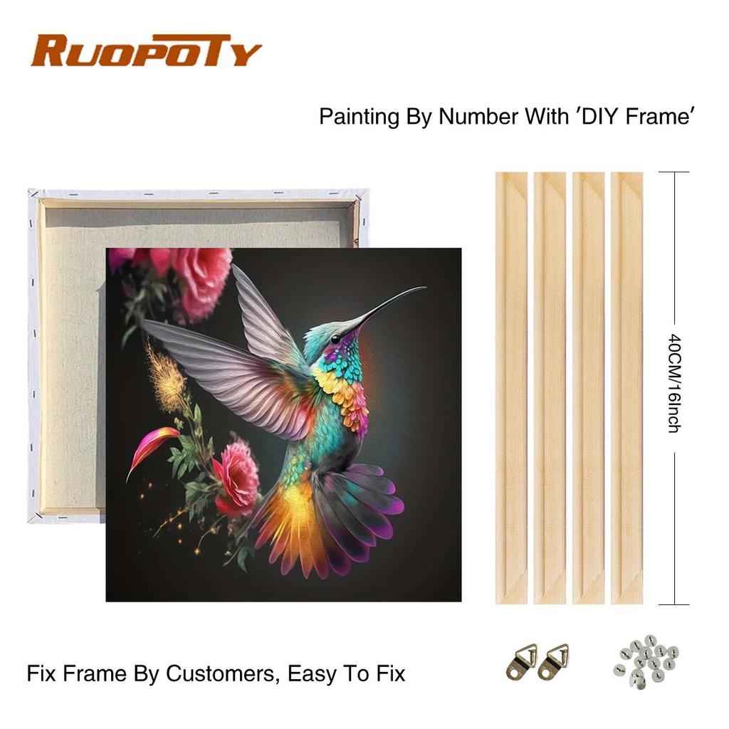 Frame Painting By Numbers Kits Animals Bird Acrylic Paint On Canvas Painting For Home Decors 40x40
