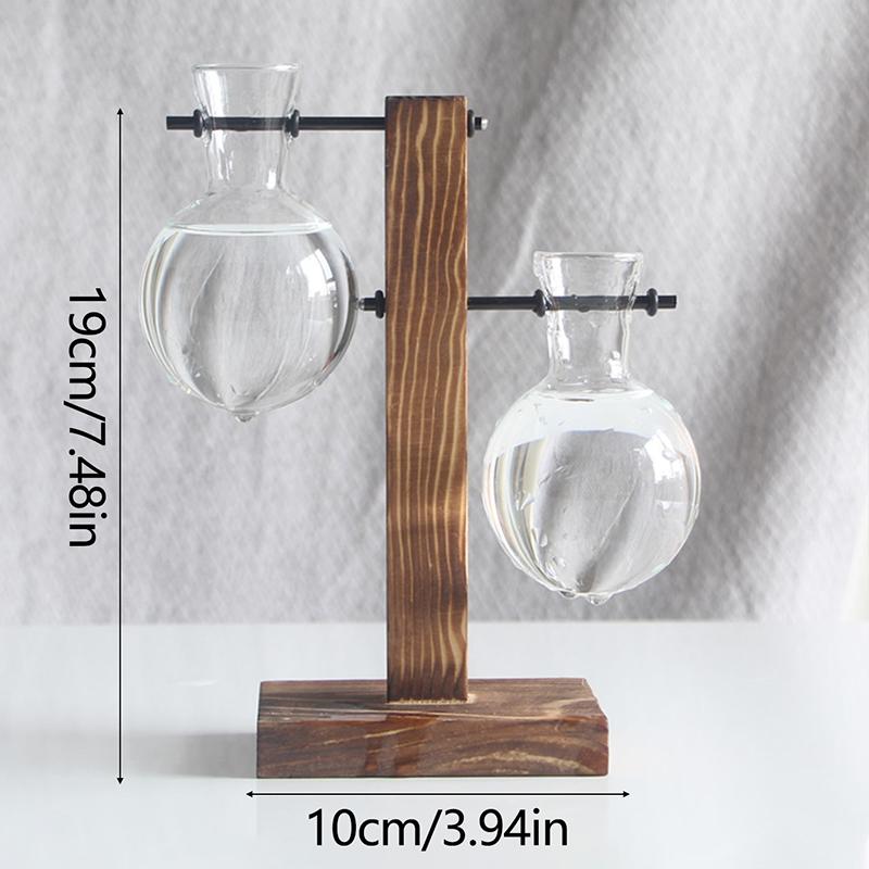 Creative Wooden Frame Hydroponic Vase Green Plant Transparent Glass Flower Arrangement Container Desktop Decoration Home Decoration