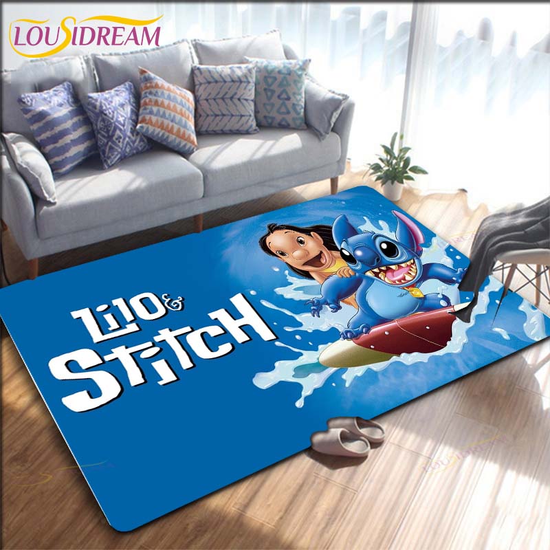 Мультяшный Аниме Стич Ковер для Гостиной Фигурка Напольные Коврики для Спальни Детский Игровой Ковер Кухня Ванная Нескользящий Коврик