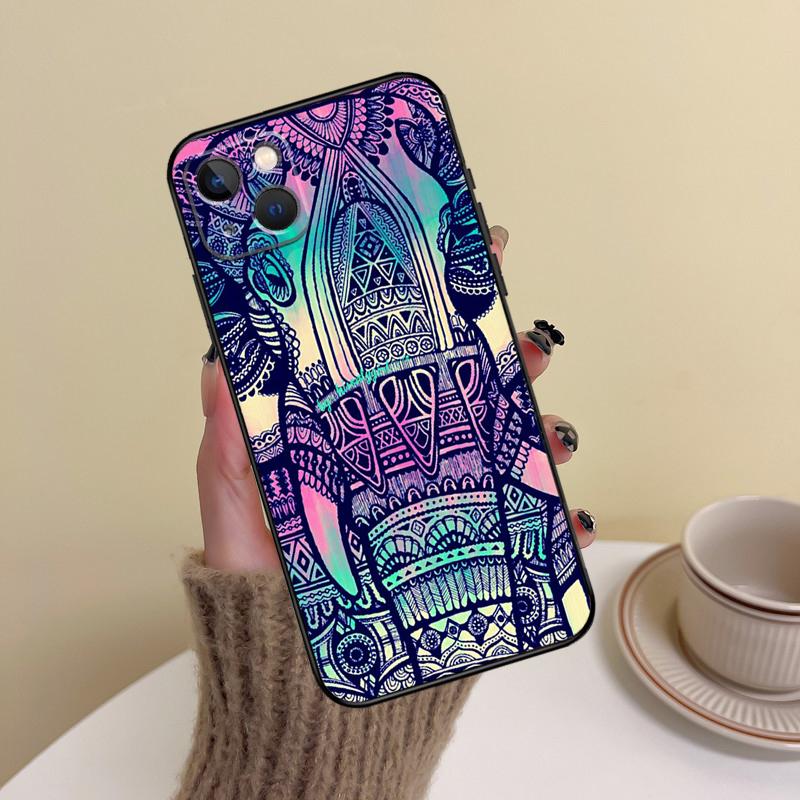 Чехол для телефона с мандалой слона в ацтекском стиле для iPhone 17 Pro Max 14 13 12 11 15 16 Pro Max mini Plus 16e 17 Air Cover Funda
