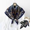 New Style Silk Scarf Dark Floral Design High-end Shawl Scarf Light Imitation Silk Square Scarf Scarf