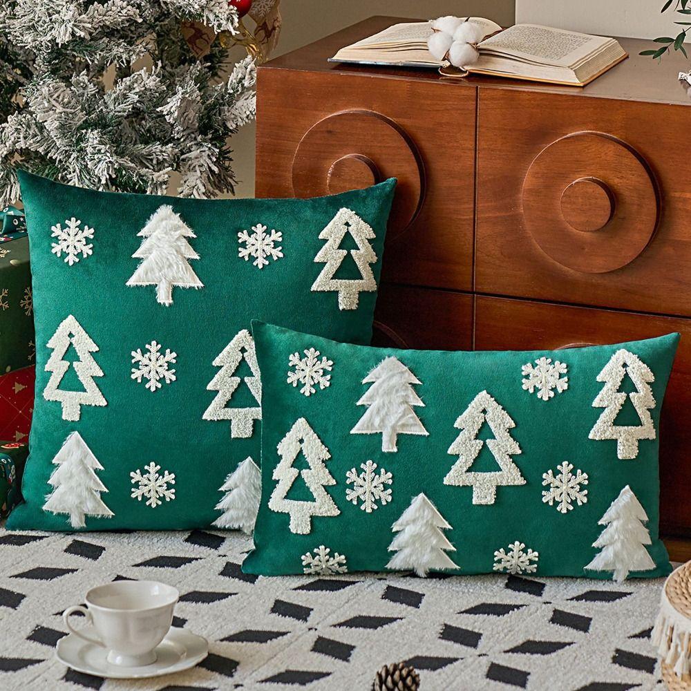 INS Style Throw Pillowcover Christmas Tree Cushion Cover Velvet Christmas Pillowcase Sofa/Bed