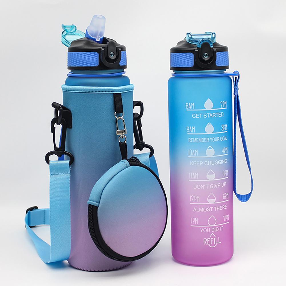 # 1000ML Drink Bottle Frosted Gradient Sports Water Bottle (Blue+Purple)