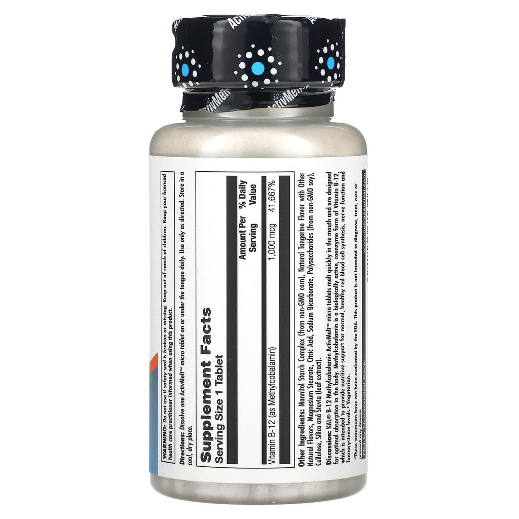 B-12 Methylcobalamin, Tangerine Flavor, 1000 Mcg, 90 Micro Tablets