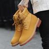 Fashion Autumn/Winter Men's Yellow Boots 2024 Fashion Quality Unisex Ankle Boots Plush Warm Leather Boots For Men High Top Work Shoes