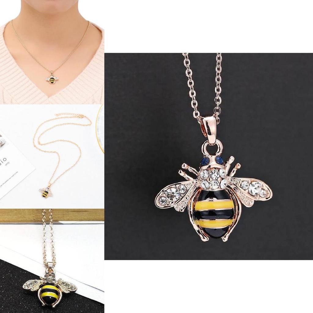 Потрясающее ожерелье в европейском и американском стиле с пчелой, сверкающими стразами и регулируемой длиной цепочки