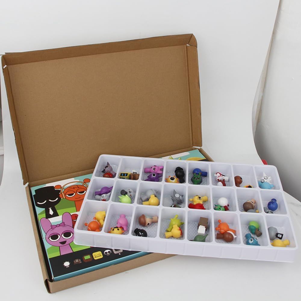 Sprunki Figures, Dolls, Blocks, Toys, Collectible Dolls, 4-5cm Tall, 24-Piece Set, Pre-painted (48 PiecesColor Box Packaged)