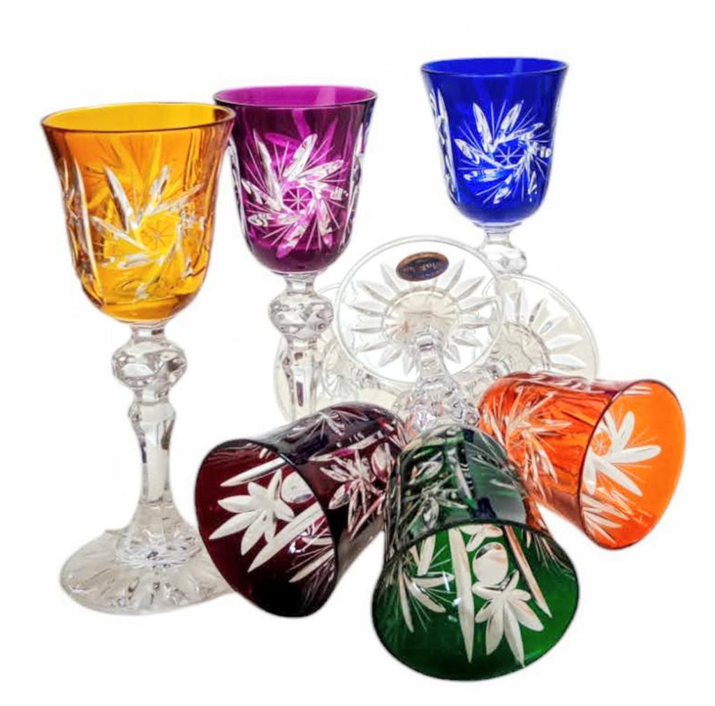 Colorful crystal liqueur glasses 60 Olive Grinder