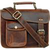 New Small Leather Messenger Bag Shoulder Bag Cross Body Vintage Messenger Bag for Women & Men Satchel (7 X 9)