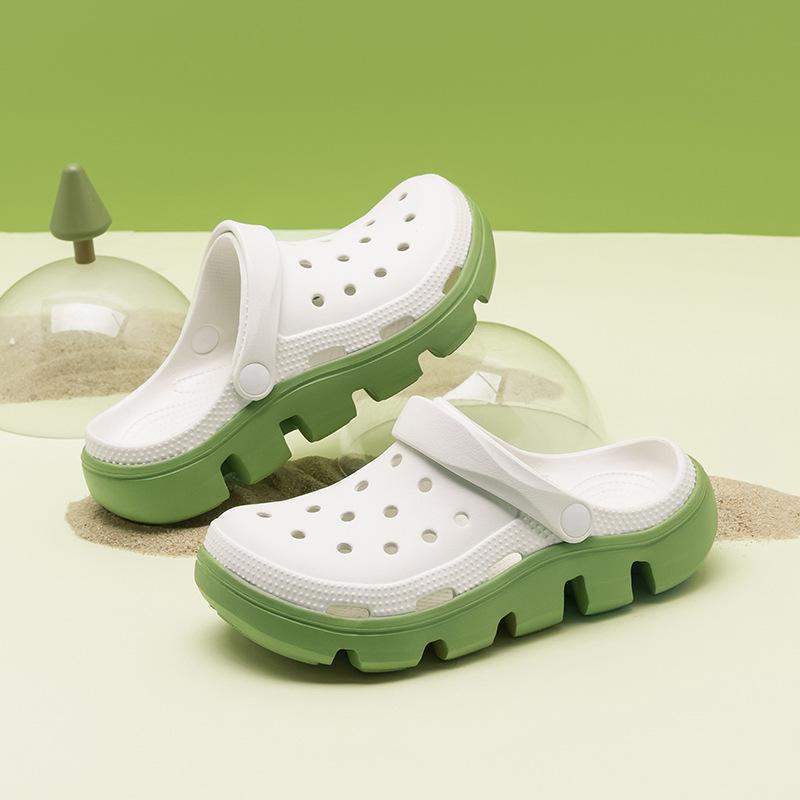 Мужские сандалии Садовая обувь Платформа Закрытый носок EVA цельное литье Два с половиной способа носки Прохладные шлепанцы