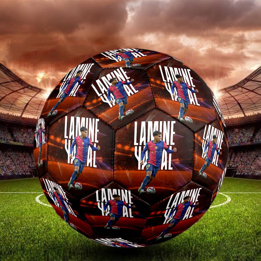 Lamine Yamal 19 Barcelona Players Celebration Size 5 Soccer Ball Machine-Stitched Indoor/Outdoor Training and Matches Sports Enthusiast Gifts