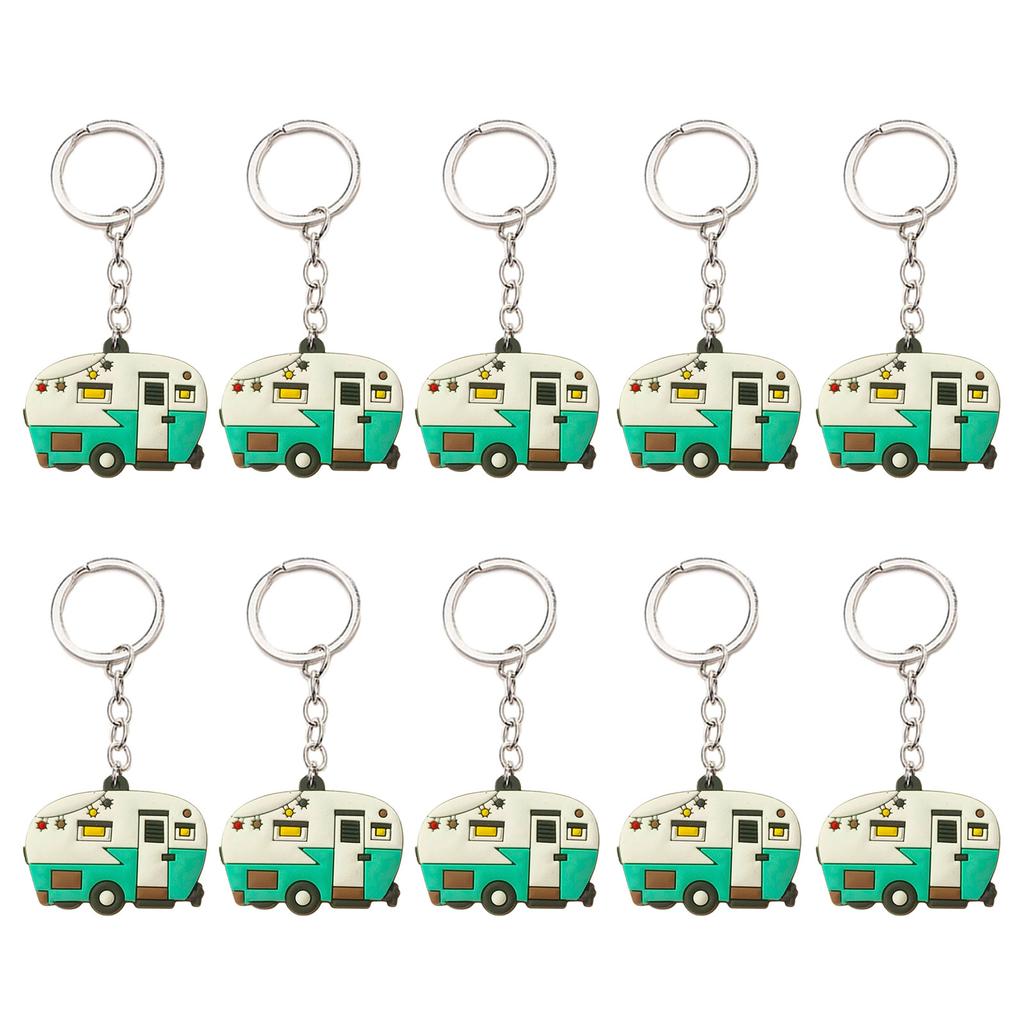 10Pcs Campers Keychain Soft Silicone Motorhome Charm Keyring for Camping Enthusiasts Portable Backpacks Accessory