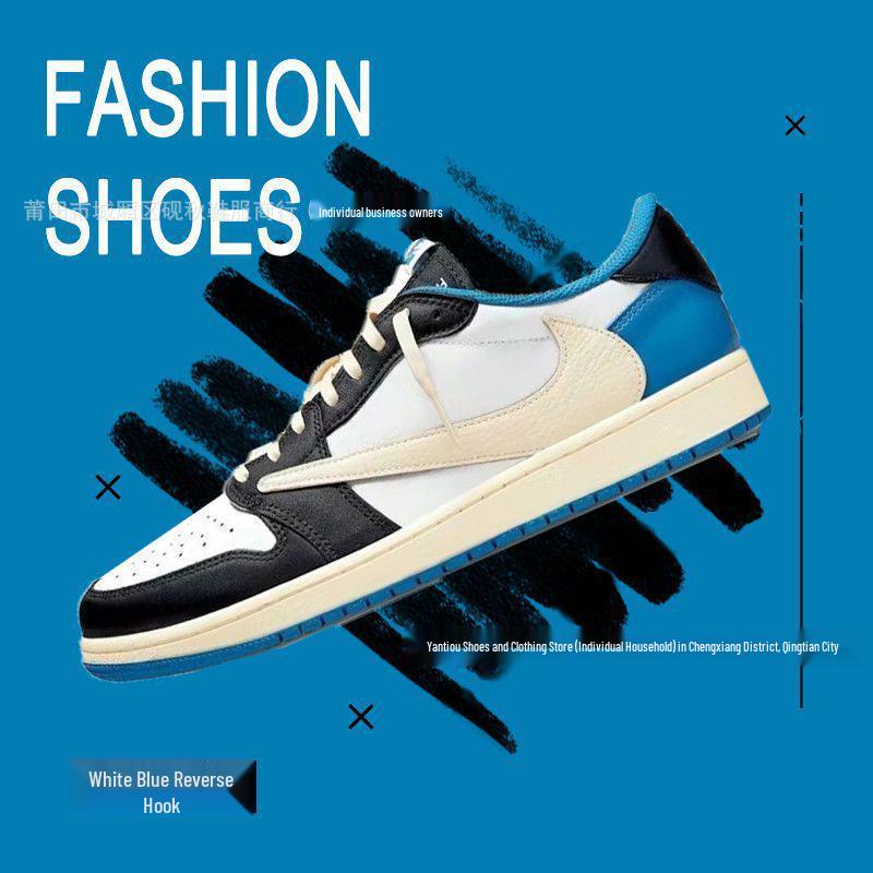 Кроссовки AJ1 Reverse Swoosh Низкие - Совместный бренд Унисекс Ретро Баскетбольные Кроссовки