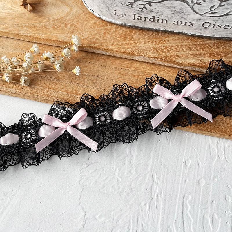 Черная кружевная органза для самостоятельного изготовления одежды и аксессуаров - украшение горловины и подола юбки