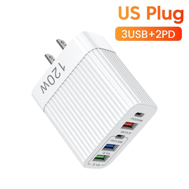 120W USB Type C Charger Fast Charging Charger PD Quick Charge QC3.0 Wall Adapter US EU Plug For iPhone Xiaomi Samsung S22