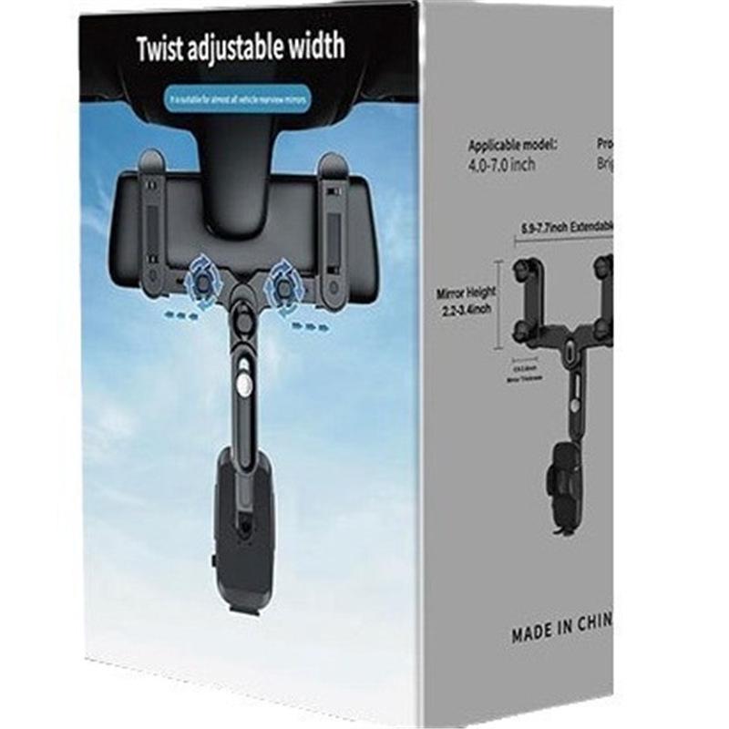 Retractable Adjustable Truck Rearview Mirror Phone Holder with Anti-Shake Navigation