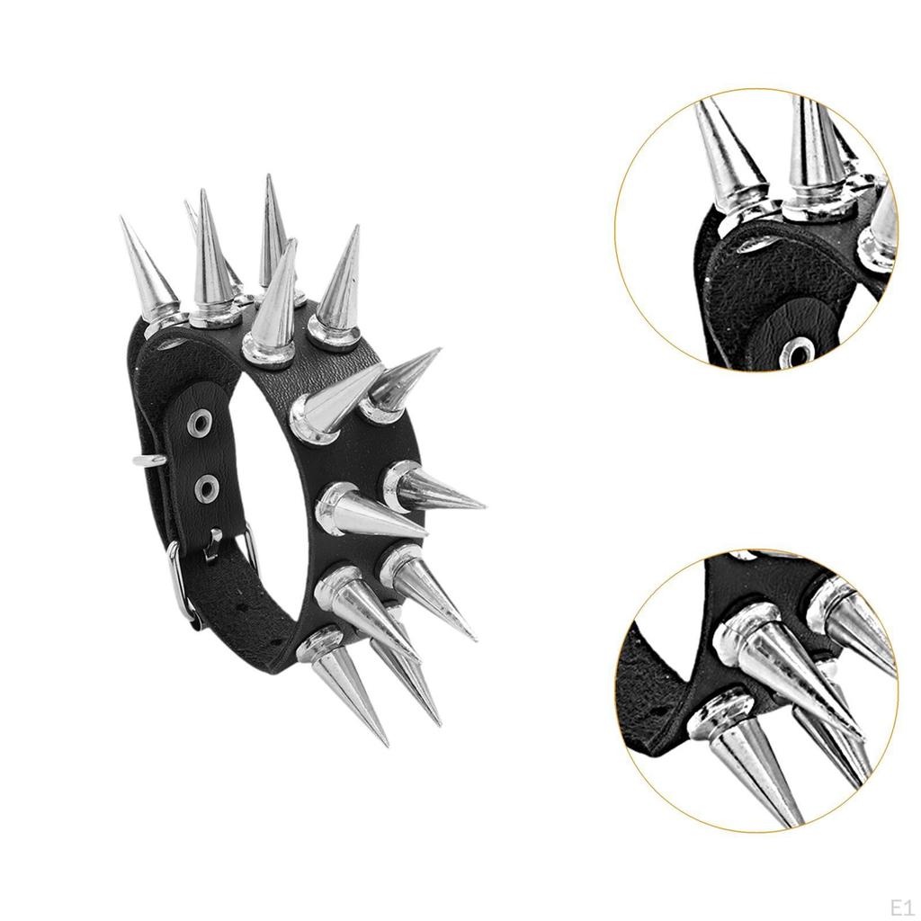 Крутой браслет-манжета из ПУ кожи в стиле рок-панк с шипами и заклепками