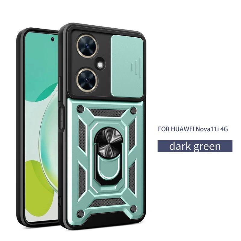 Slide Camera Armor Phone Case for Huawei Nova 11i Pro Y60 Y70 Y90 9 10 11 Se Y9a Y8s Y9s P30 40 Lite Car Holder Ring Back Cover