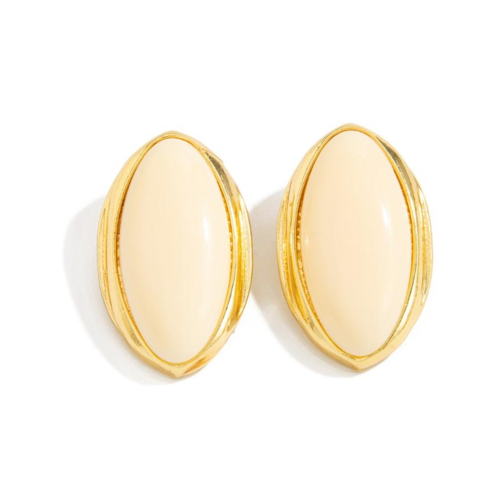 High-end Jewelry Resin Oval Earrings Elegant Style Light Luxury Retro Earrings Party