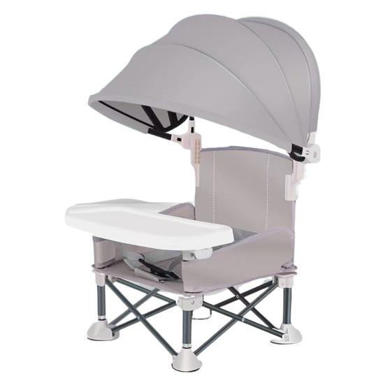 Foldable Toddler Chair with 3-point Harness Storage Bag Adjustable Straps Removable Tray Portable Feeding