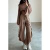 European and American Holiday Style Sexy Navel Short Top Loose High Waist Slit Pants Casual Set Casual Suit