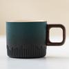 Rustic Ceramic Coffee Cup with Wooden Handle