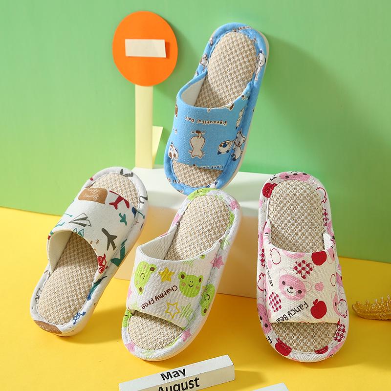 Kids' Soft, Non-Slip Indoor Slippers - Linen and Cotton for Spring & Summer
