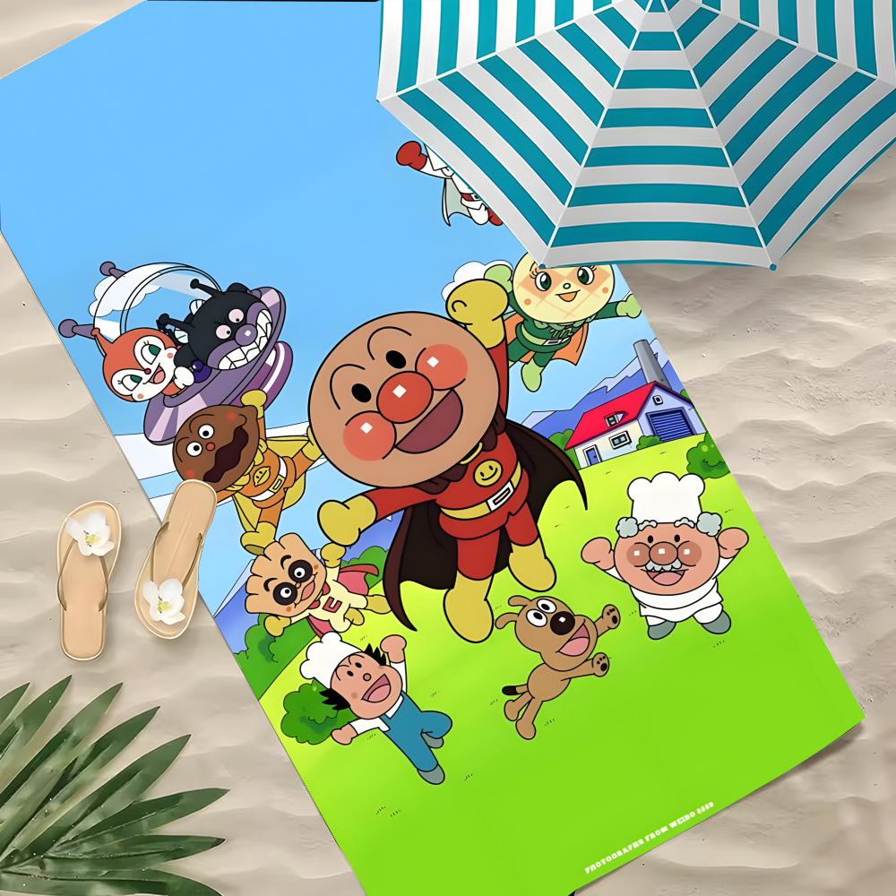 Мультяшное полотенце A-ANPANMAN из полиэстера, пляжное полотенце, быстросохнущее, не оставляющее песка, банное полотенце для лета, бассейна, путешествий, отпуска