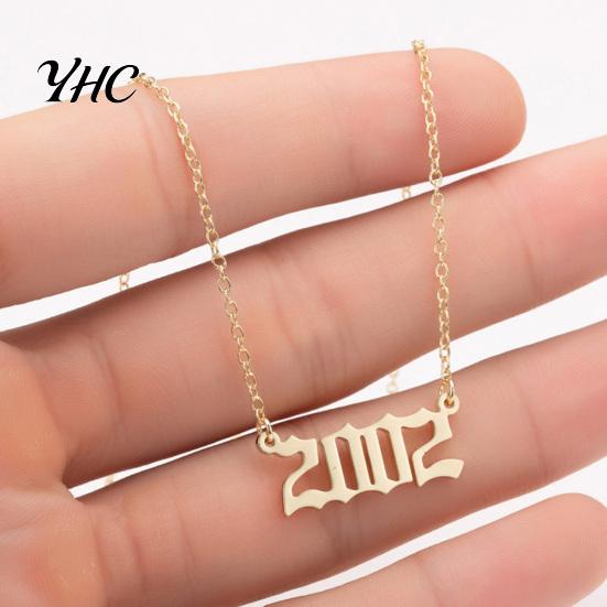 Ожерелье-цепочка из нержавеющей стали с номером года рождения 1980-2019, ювелирные изделия