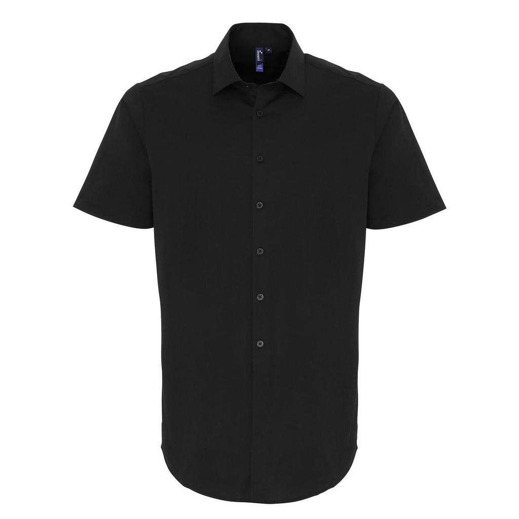 Premier Mens Poplin Stretch Short-Sleeved Shirt