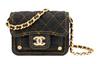 Chanel 23s Двойной У Алмазный Узор Кожаная Цепочка Джинсовая Одноплечевая Сумка-Почтальон Мини Женская Черная