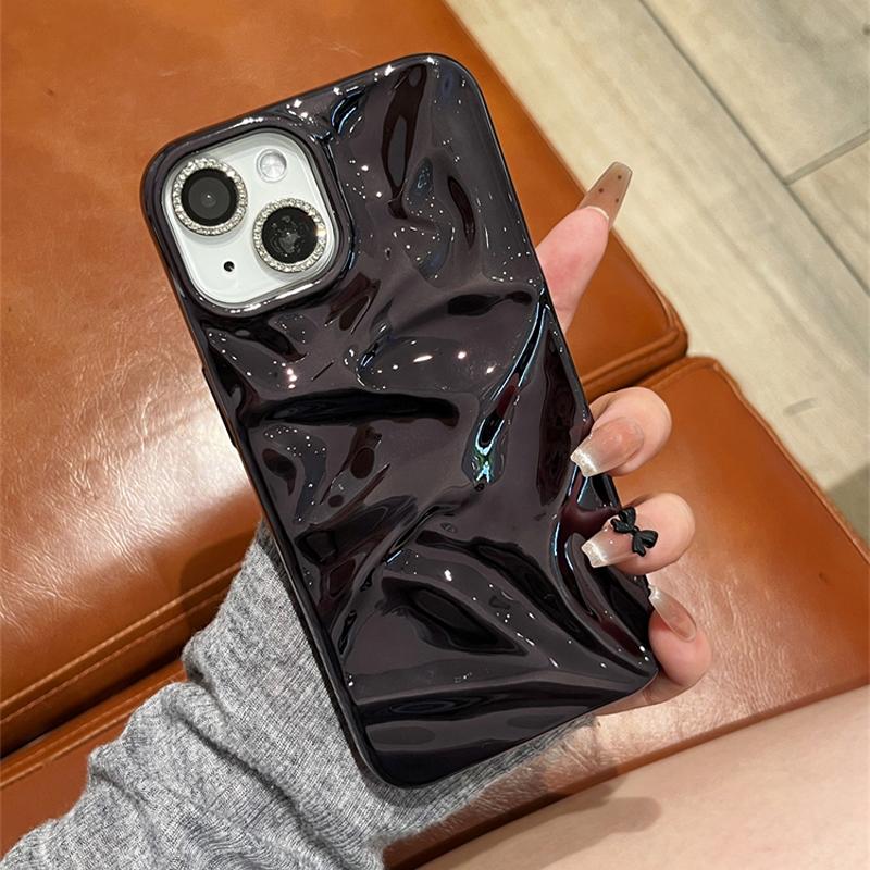 Чехол для телефона с 3D-эффектом мятой текстуры с покрытием Ins для iPhone 16 15 14 Plus 13 12 Pro Max 11, мягкая ударопрочная крышка с волнообразной текстурой