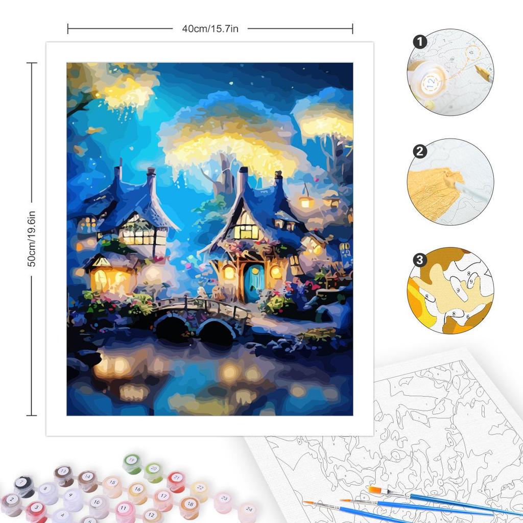 RUOPOTY Frame Diy Painting By Numbers Kit Forest House Picture Drawing Coloring By Numbers For Adults Handicrafts Home Decors