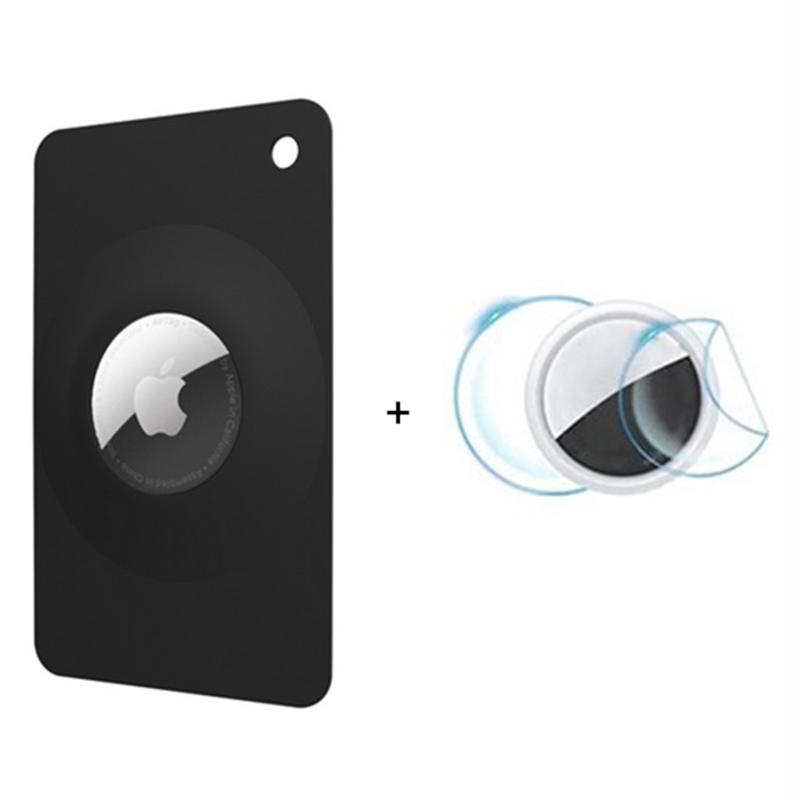 Compatible with Apple AirTag Silicone Card Sleeve Anti-Lost Protective Case Cover,with Front Back Film Set