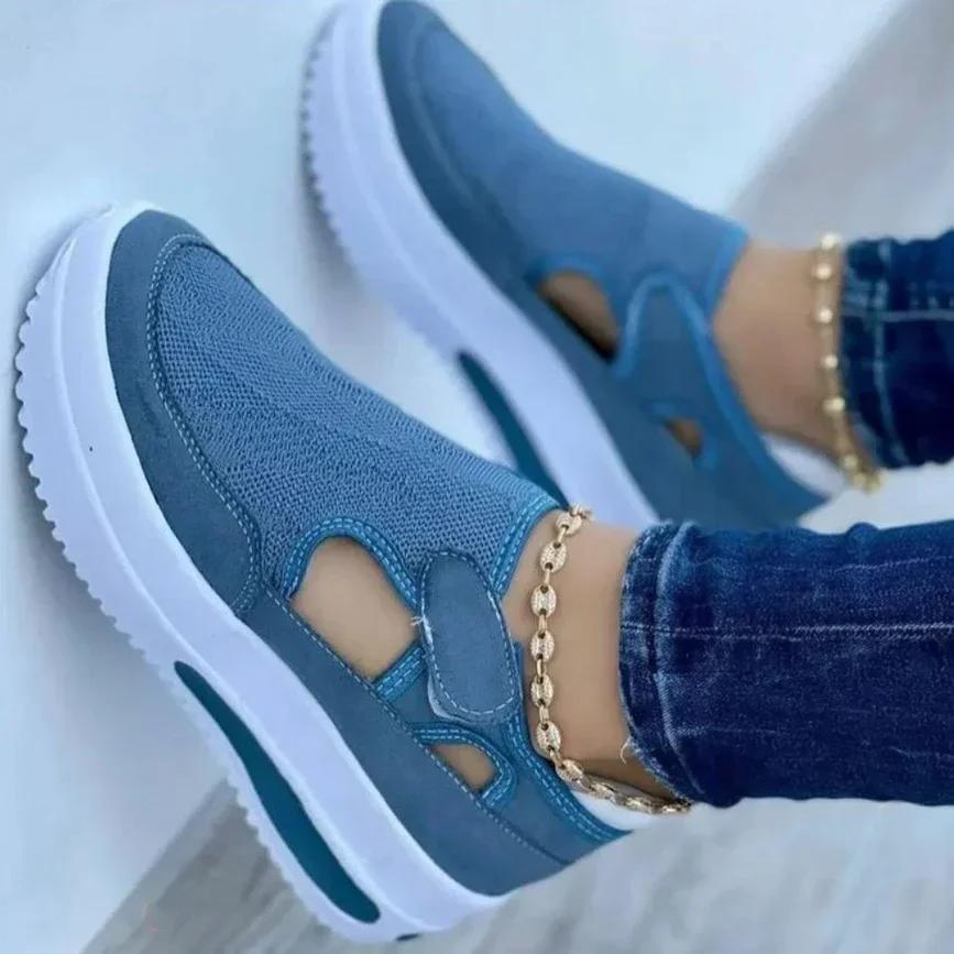 НОВЫЕ женские вулканизированные кроссовки на платформе, однотонные женские туфли на плоской подошве, повседневные дышащие прогулочные кроссовки на танкетке, Zapatillas Mujer